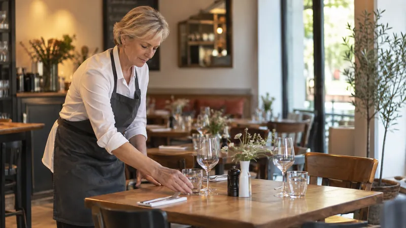 Abbildung: Vorbereiten eines Restauranttischs