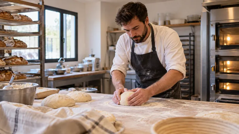 Illustrazione: modellare il pane in un laboratorio di panetteria
