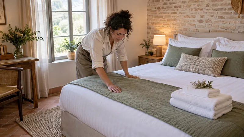 Illustration: Hotel room prepared for a stay