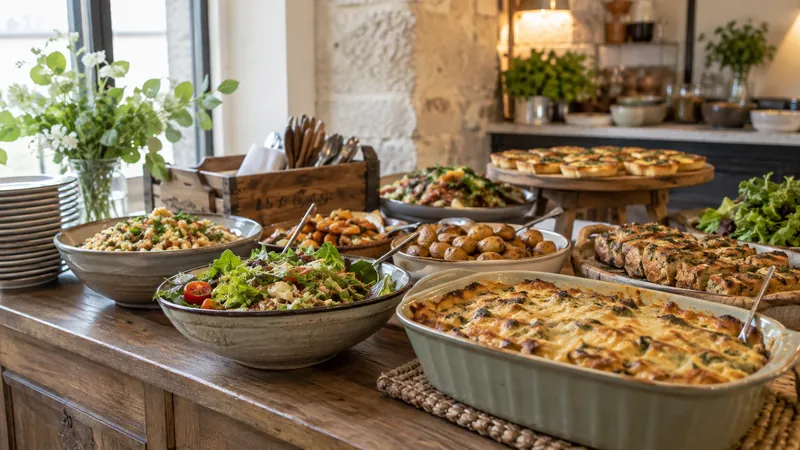 Illustration: Buffet prepared for a catering service