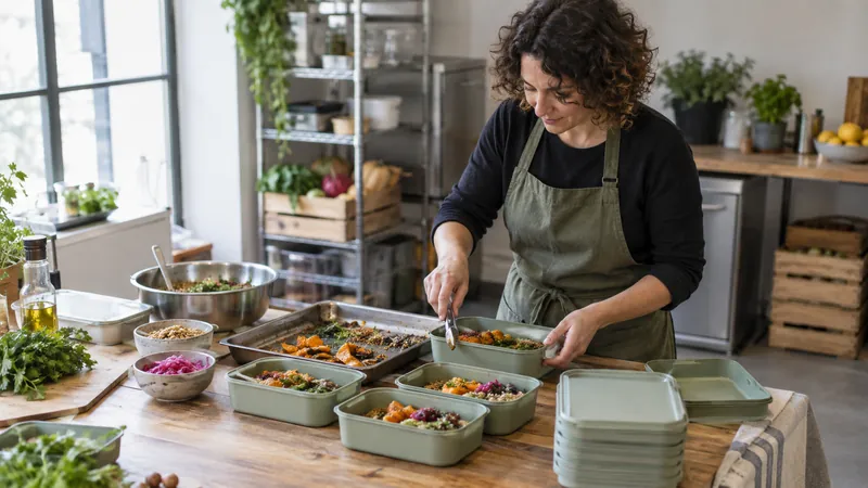Ilustración: Preparación de comidas para un servicio de catering