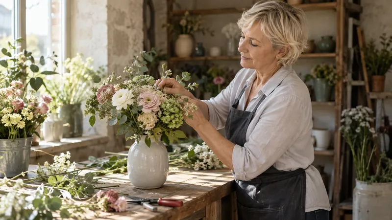 Abbildung: Vorbereitung eines Blumenarrangements