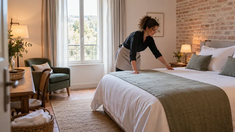 Abbildung: Hotelzimmer für einen Aufenthalt vorbereitet
