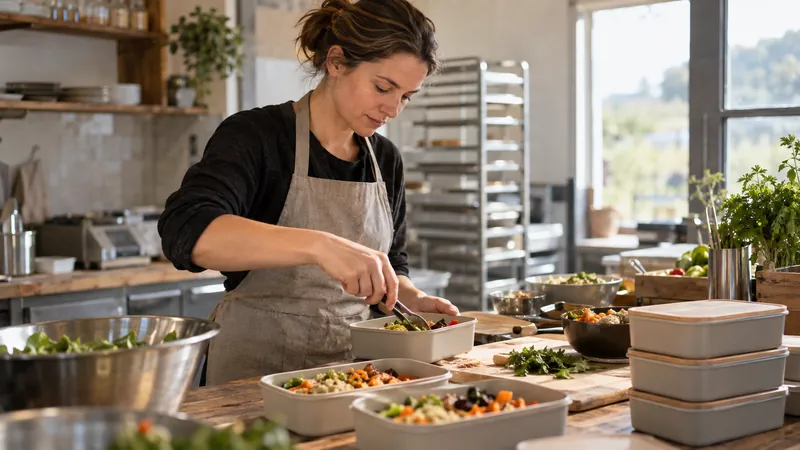 Ilustración: Preparación de comidas para un servicio de catering