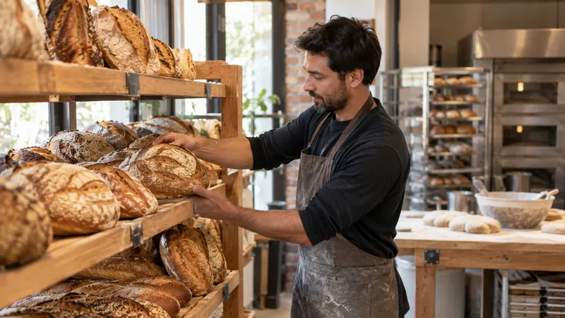 Illustrazione: pani artigianali presentati in pasticceria