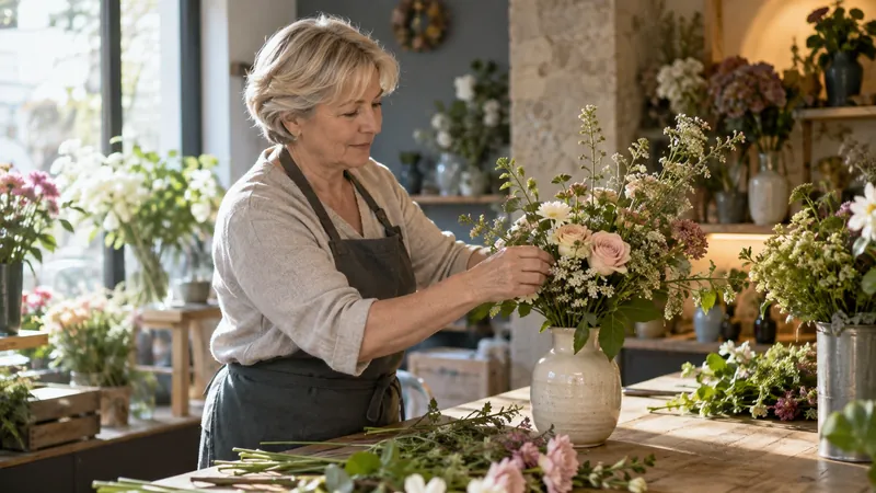 Abbildung: Vorbereitung eines Blumenarrangements