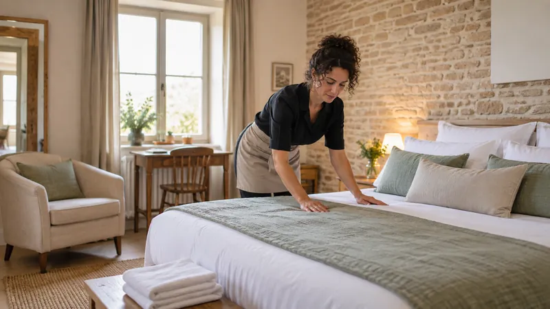 Abbildung: Hotelzimmer für einen Aufenthalt vorbereitet