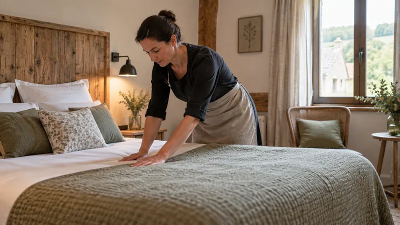 Abbildung: Hotelzimmer für einen Aufenthalt vorbereitet