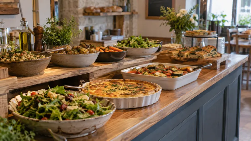 Illustration: Buffet prepared for a catering service