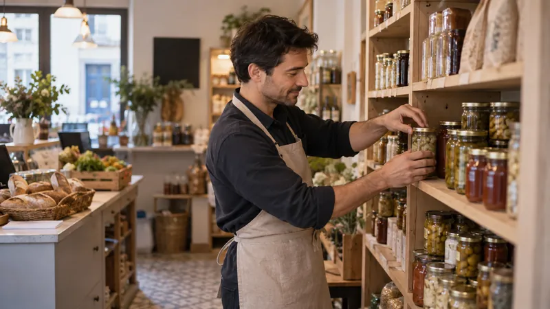 Illustration: Presentation of products in a delicatessen