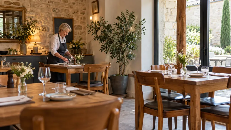 Ilustración: Sala de restaurante lista para recibir a los visitantes