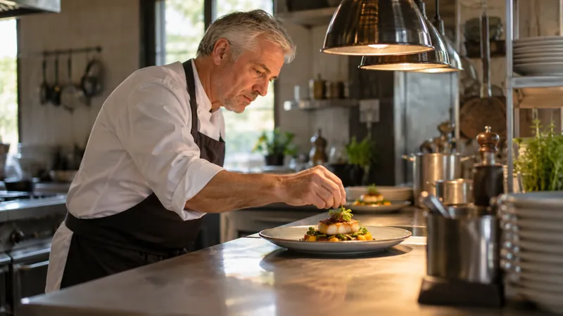 Abbildung: Zubereitung eines Gerichts in einer Restaurantküche