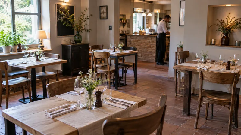 Ilustración: Sala de restaurante lista para recibir a los visitantes