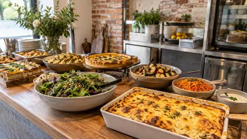 Ilustración: Buffet preparado para un servicio de catering