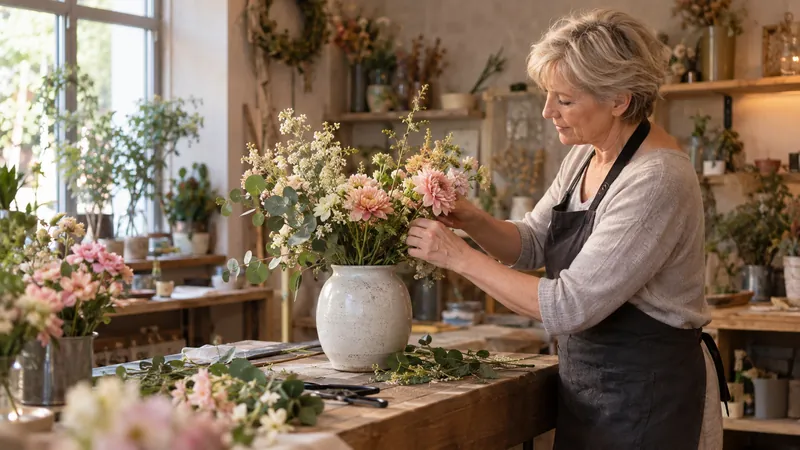 Abbildung: Vorbereitung eines Blumenarrangements