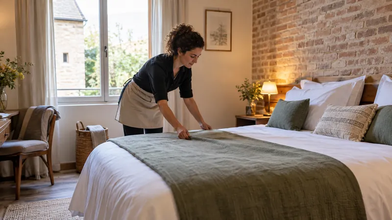 Abbildung: Hotelzimmer für einen Aufenthalt vorbereitet