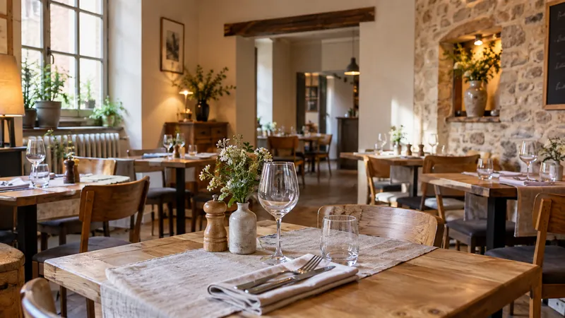 Abbildung: Restaurantraum bereit, Besucher willkommen zu heißen