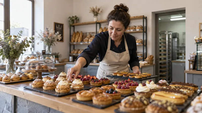 Illustration: Presentation of pastries in a shop