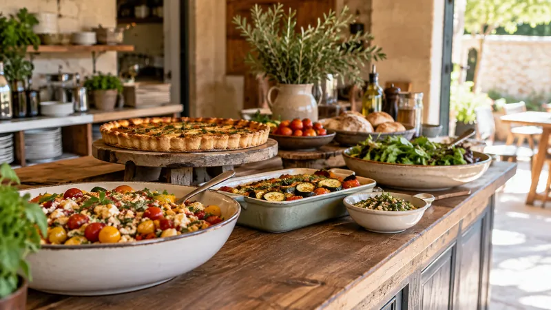 Illustration: Buffet prepared for a catering service