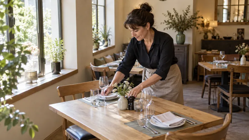 Abbildung: Vorbereiten eines Restauranttischs