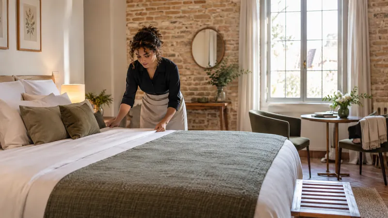 Abbildung: Hotelzimmer für einen Aufenthalt vorbereitet