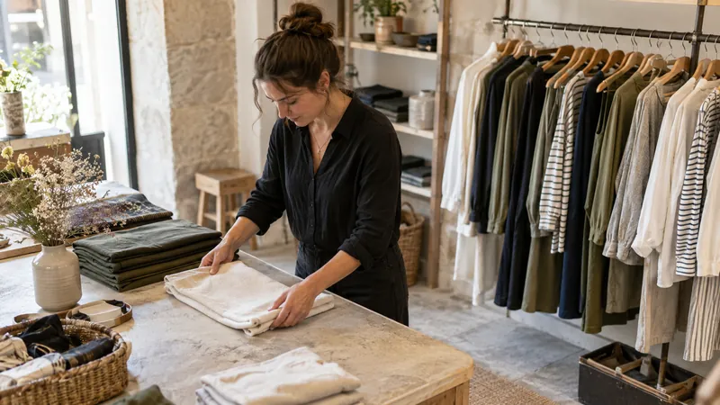 Illustratie: presentatie van kleding in een winkel