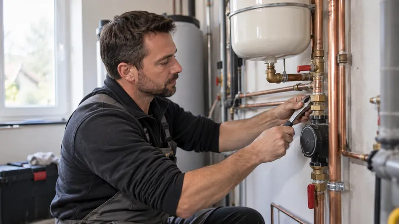 Illustratie: Controle van een installatie door een verwarmingsloodgieter
