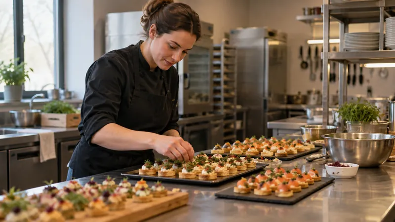 Illustratie: voorbereiding van trays door een cateraar