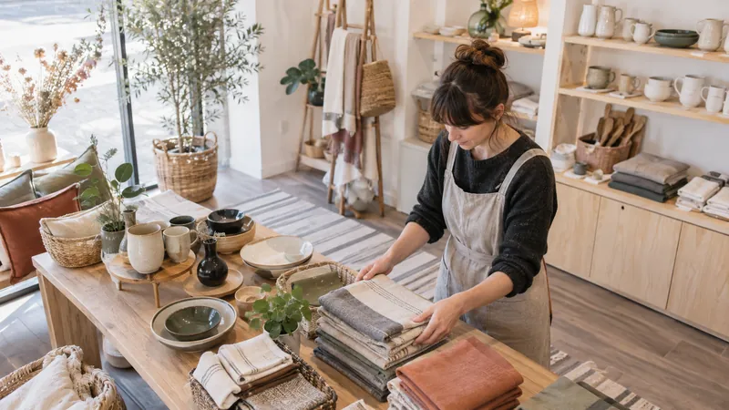 Illustrazione: presentazione di oggetti in un concept store
