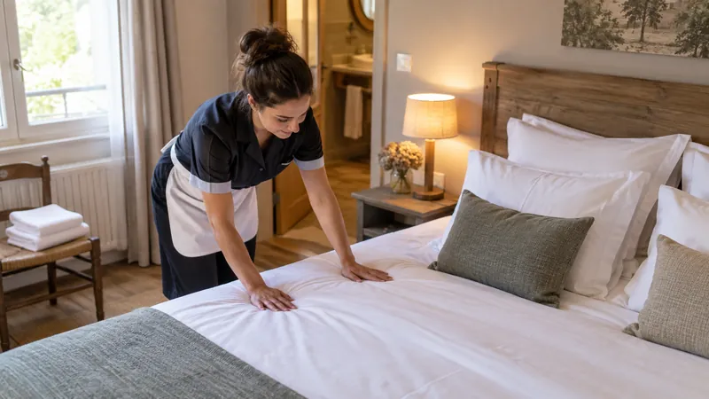 Illustrazione: Preparazione di una camera d'albergo