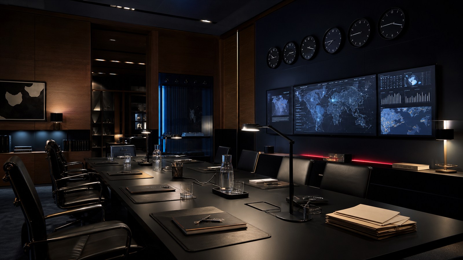 Bureau strategique sombre aux couleurs de Francaise du Numerique