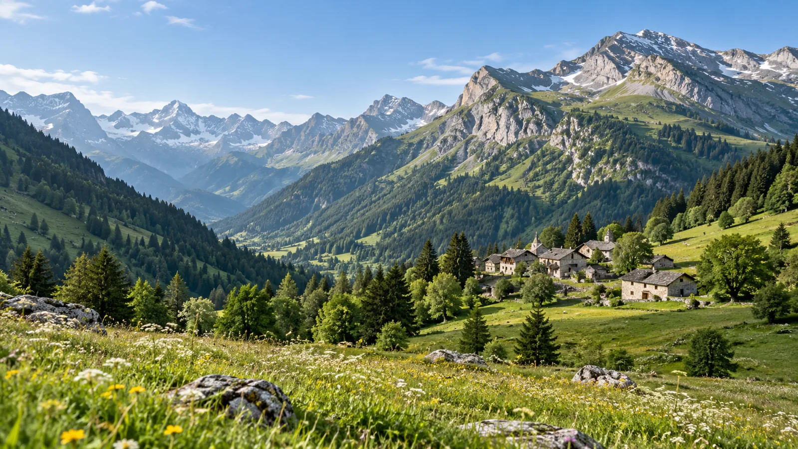 Paysage évocateur de la région Auvergne-Rhône-Alpes