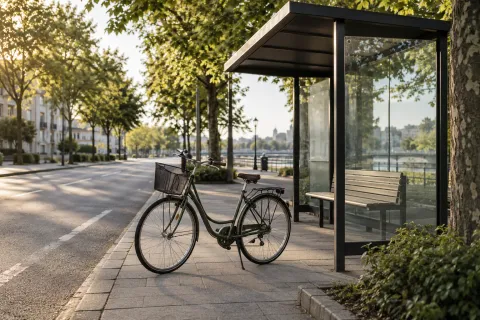 Vélo près d’un abri de transport